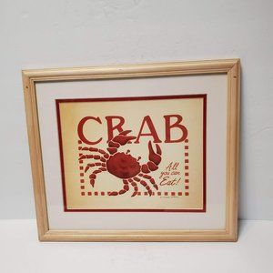 Crab Print, Signed Matted Framed, by artist Diane Arthurs, Discontinued